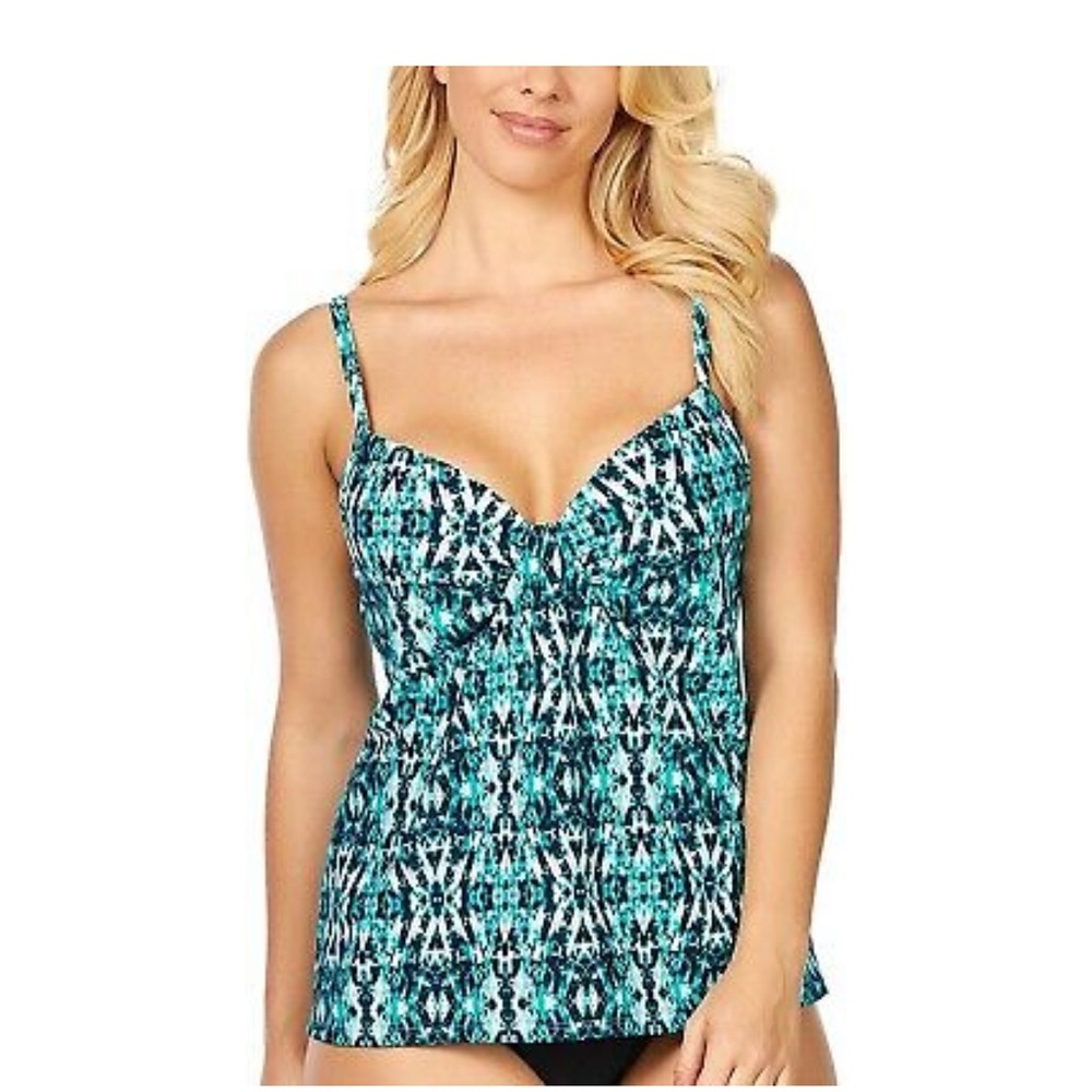 Island Escape Zuma Beach Tankini Top swimsuit Size 12